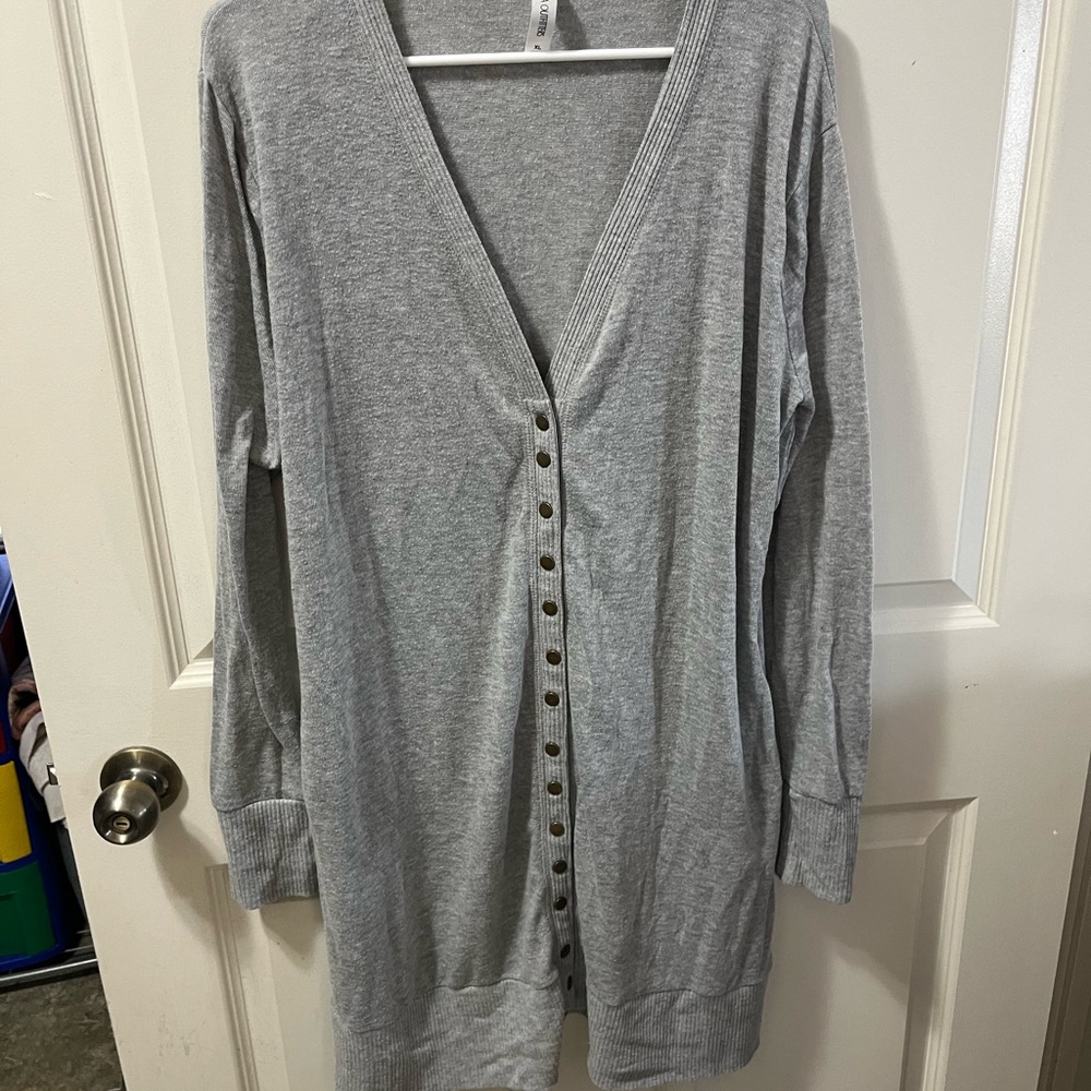 Gray Button-Up Cardigan